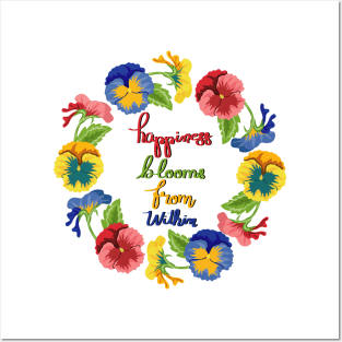 Happiness Blooms From Within - Pansy Flowers Posters and Art